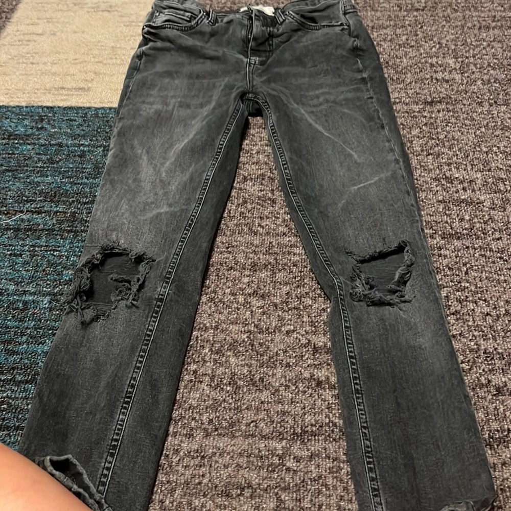 Free People Size 28 Black Distressed Skinny Jean